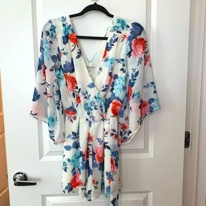 White and floral romper